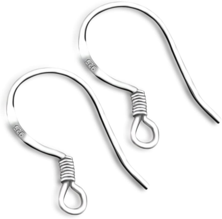 20 Sterling Silver Fish Hook Earrings Earwires w/Coil
