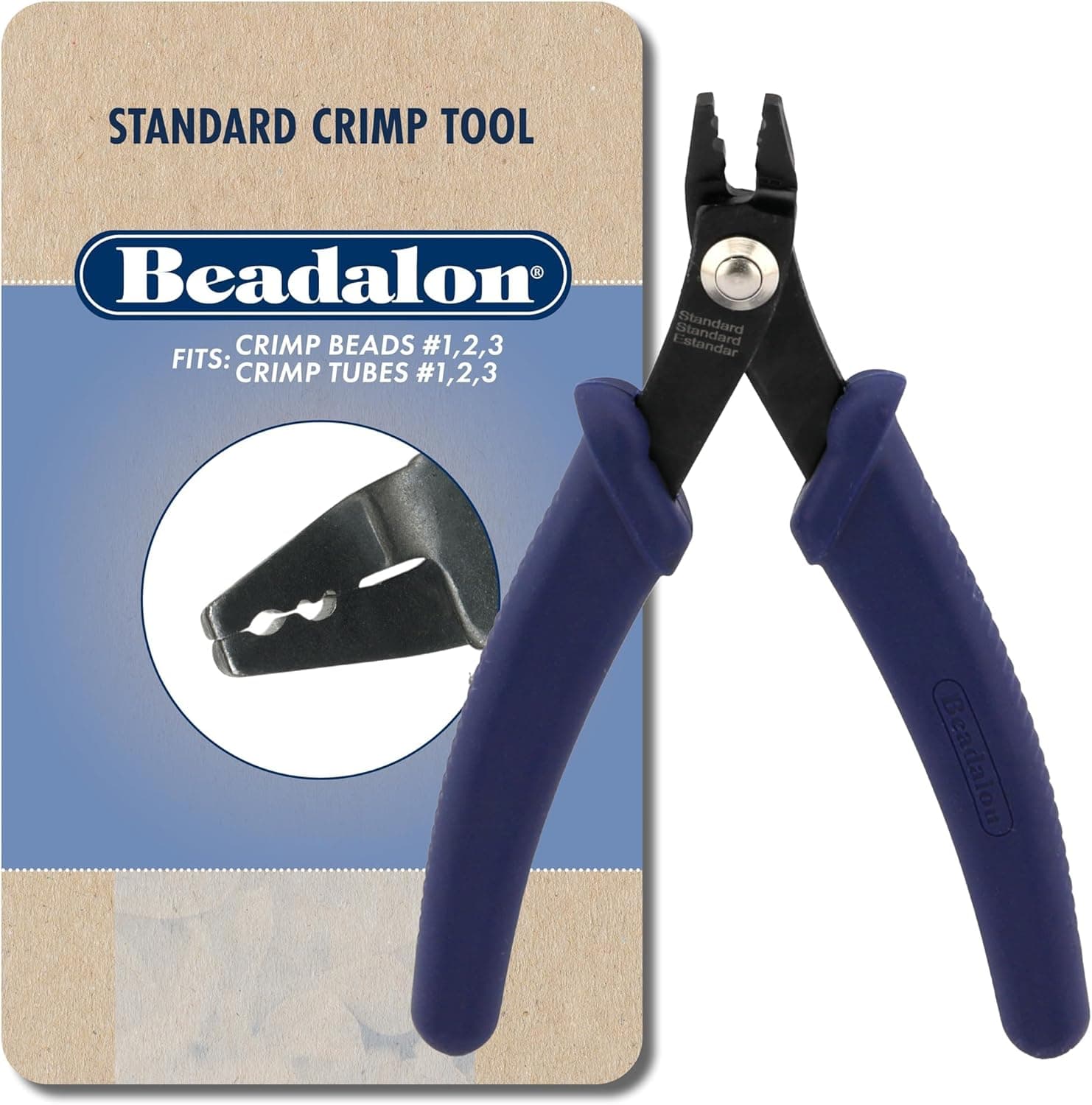 Beadalon Crimp Tool Standard - Fits Crimp Beads #1-3, Crimp Tubes #2-3, Dark Blue, 5.25 in