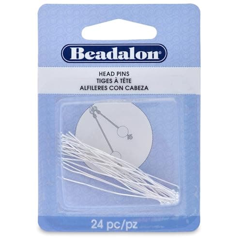 Beadalon Ball Pin Medium Head Pin 50mm Nickel Free Silver Plated, 24-Piece