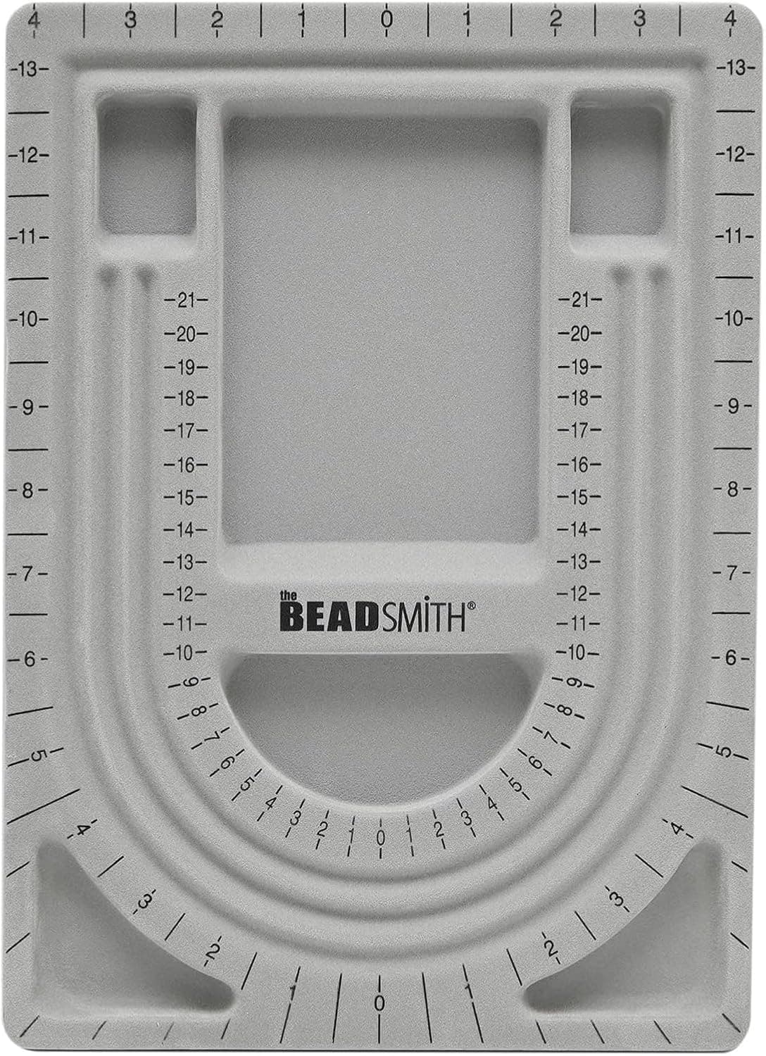 The Beadsmith Bead Board, Grey Flocked, 3 U-Shaped Channels, 6 Recessed Compartments, 9.5 x 13 inches