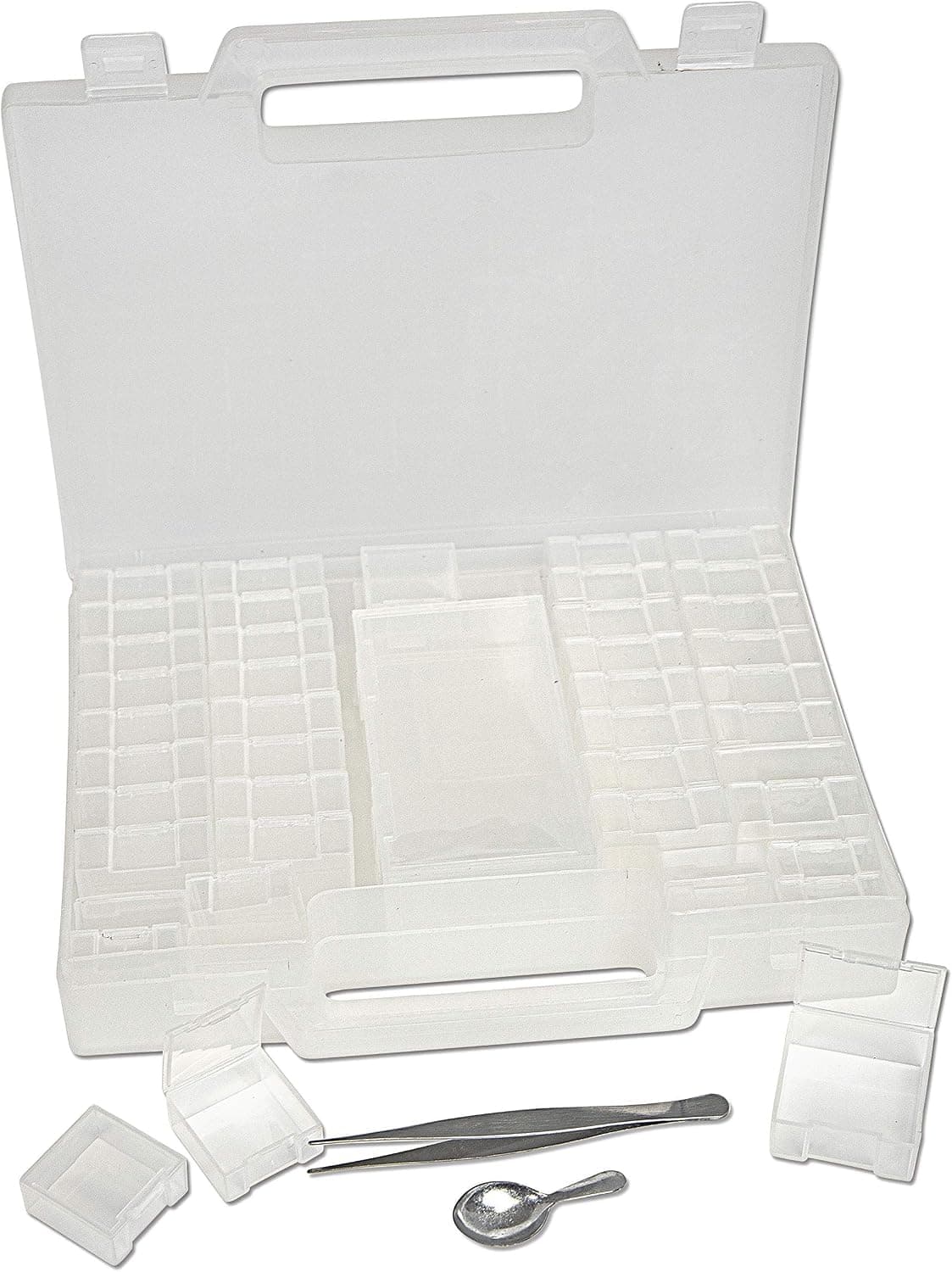 The Beadsmith Bead Organizer Carrying Case, 55 Piece Set with Removable Compartments, Bead Scoop and Tweezer