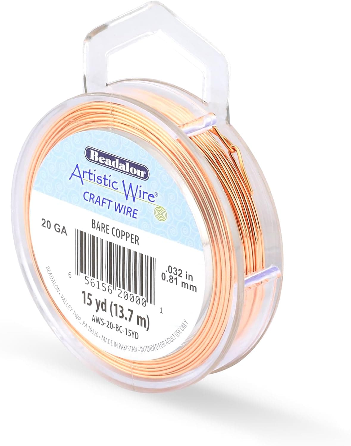 Artistic Wire, 20 Gauge Uncoated Bare Copper Craft Wire, 15 yd