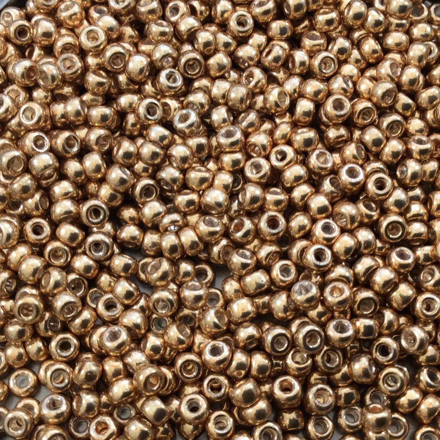 Miyuki Round Seed Beads, 8/0, Galvanized Gold, 22g Tube, Glass Rocaille Beads, Made in Japan