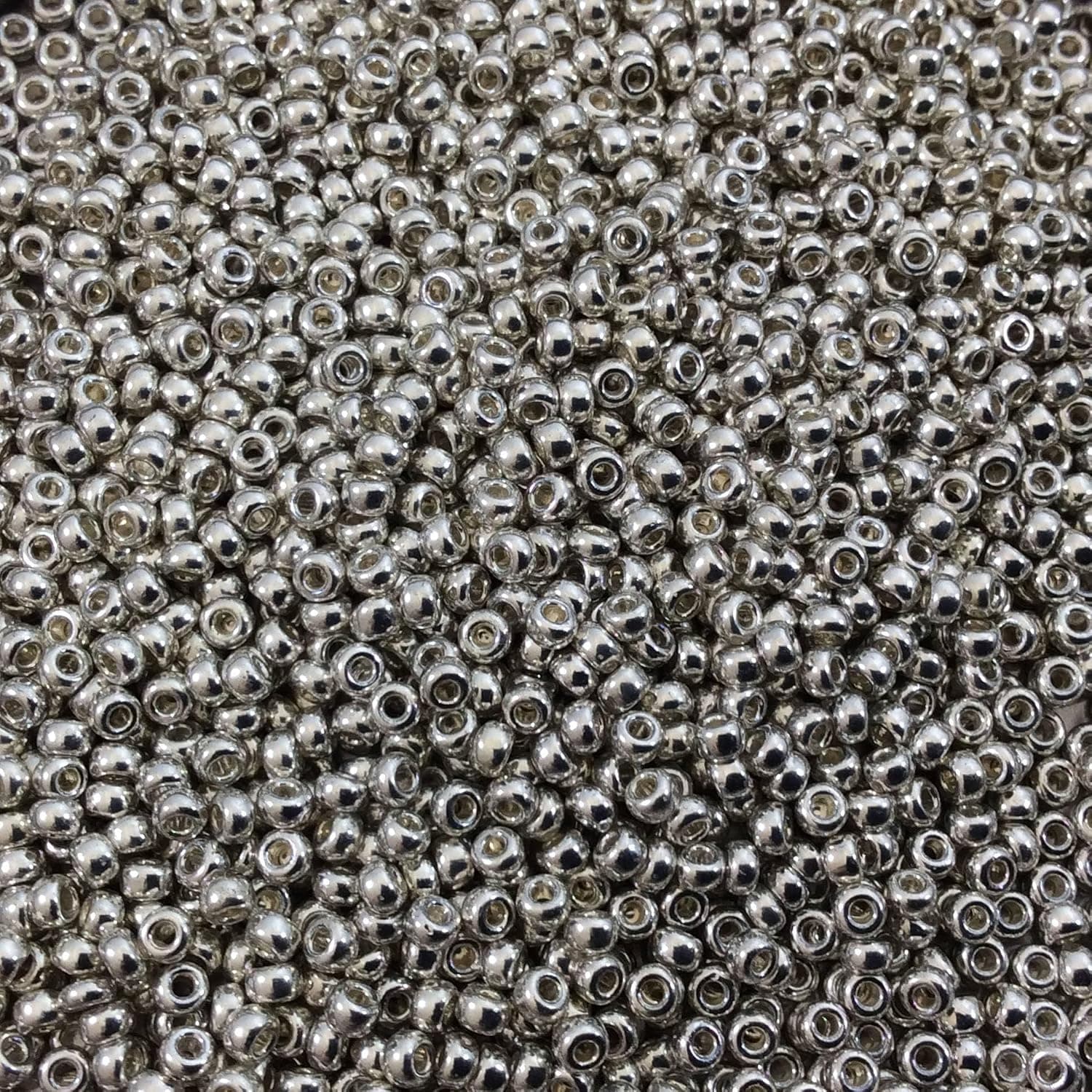 Miyuki 11/0 Seed Beads - Galvanized Silver, Japanese Glass Round Rocailles, 2mm, 24g