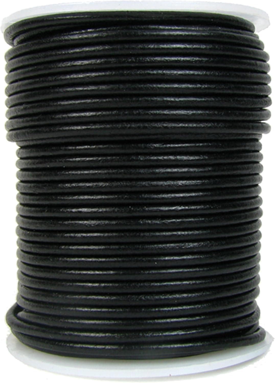 Round Leather Cord 2mm Black 25 Meter Spool (~28 Yards) for Beading Jewelry Crafts
