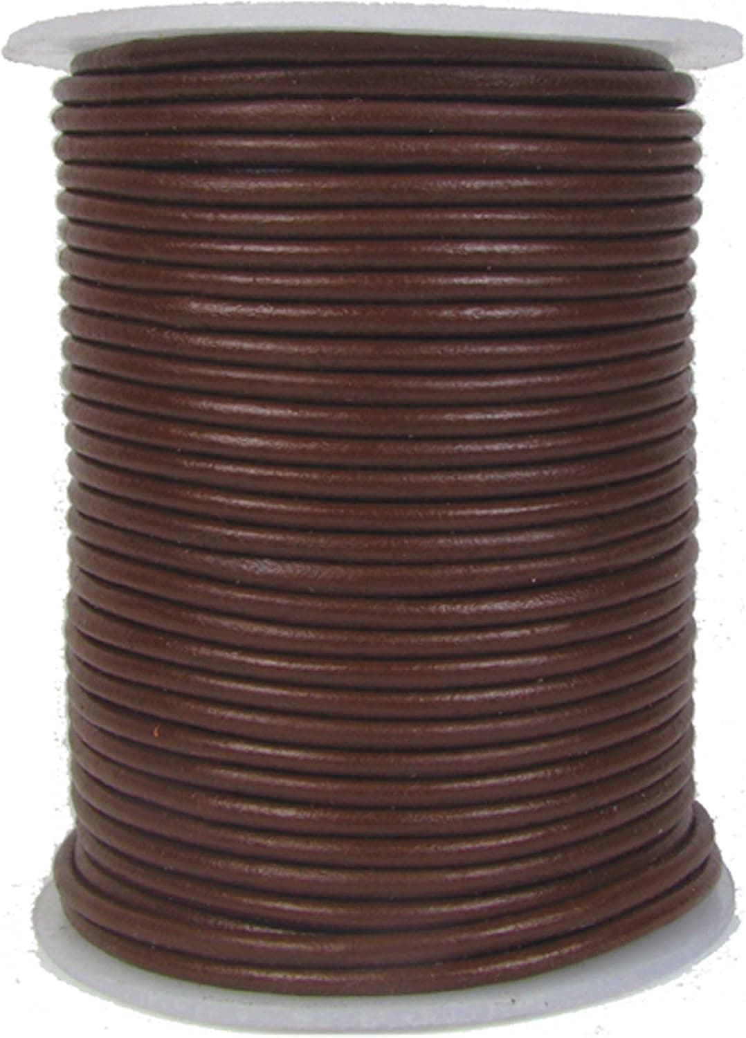 Round Leather Cord 2mm Brown 25 Meter Spool (~28 Yards) for Beading Jewelry Crafts