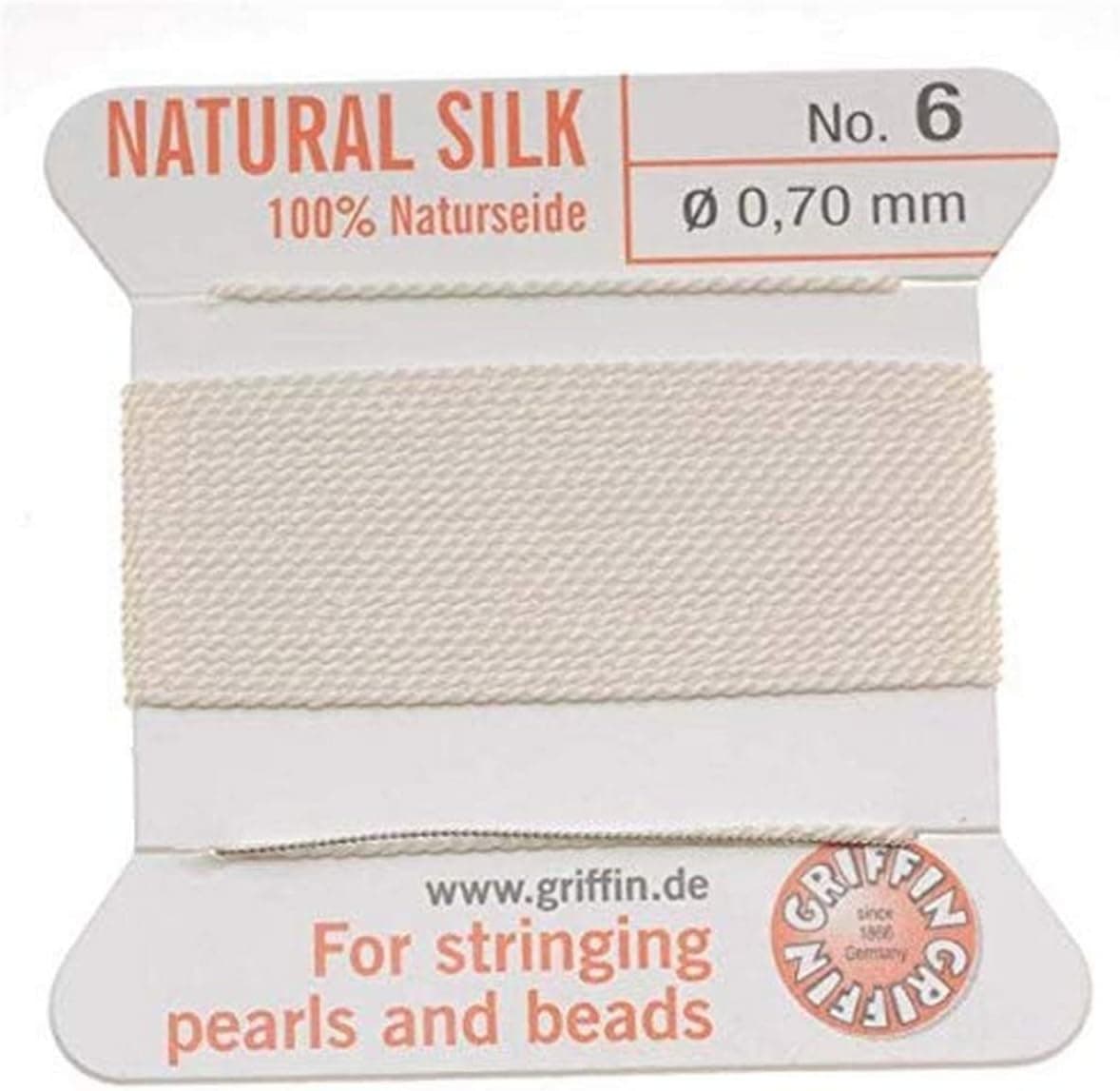 Beadaholique Griffin Silk Beading Cord and Needle Size 6 White