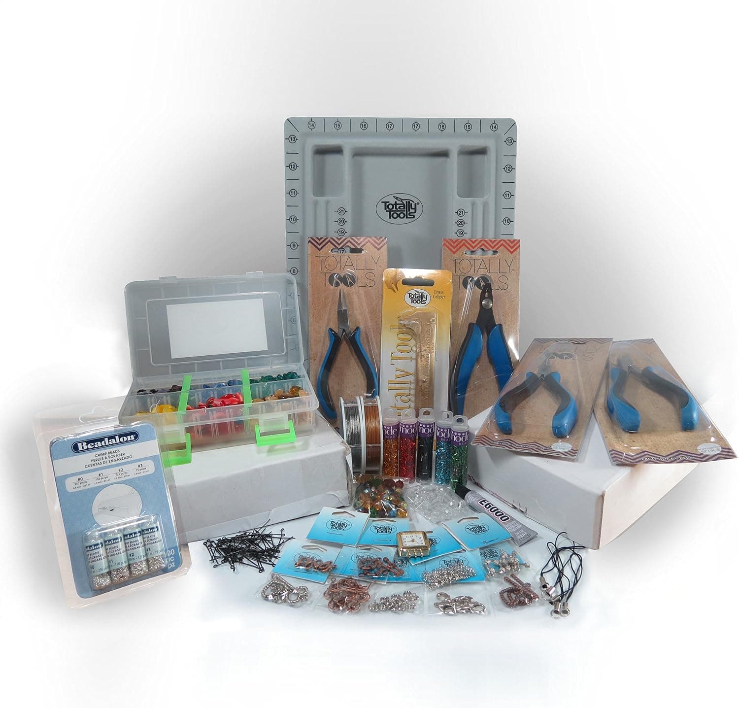 Jewelry Making Bead Kit Adult All in One Beading Supplies and Storage Box with Glass Beads, Pliers, Findings, Wire