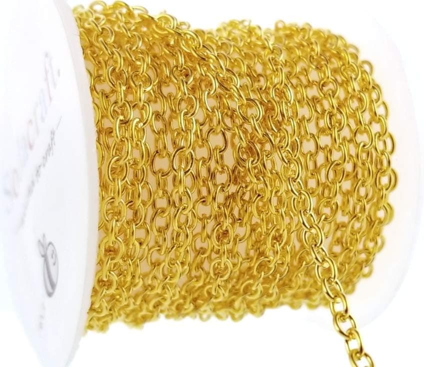 Gold Tone Cable Link Chain Spool for Jewelry Making Crafts (3 x 4mm) 3mm