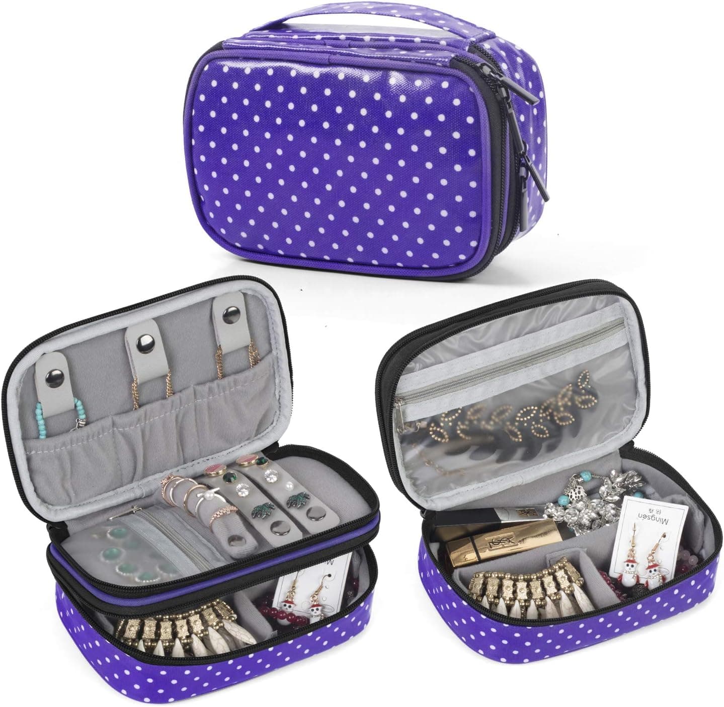 Teamoy Jewelry Travel Case Organizer, Small Storage Bag for Necklace, Earrings, Rings, Watch
