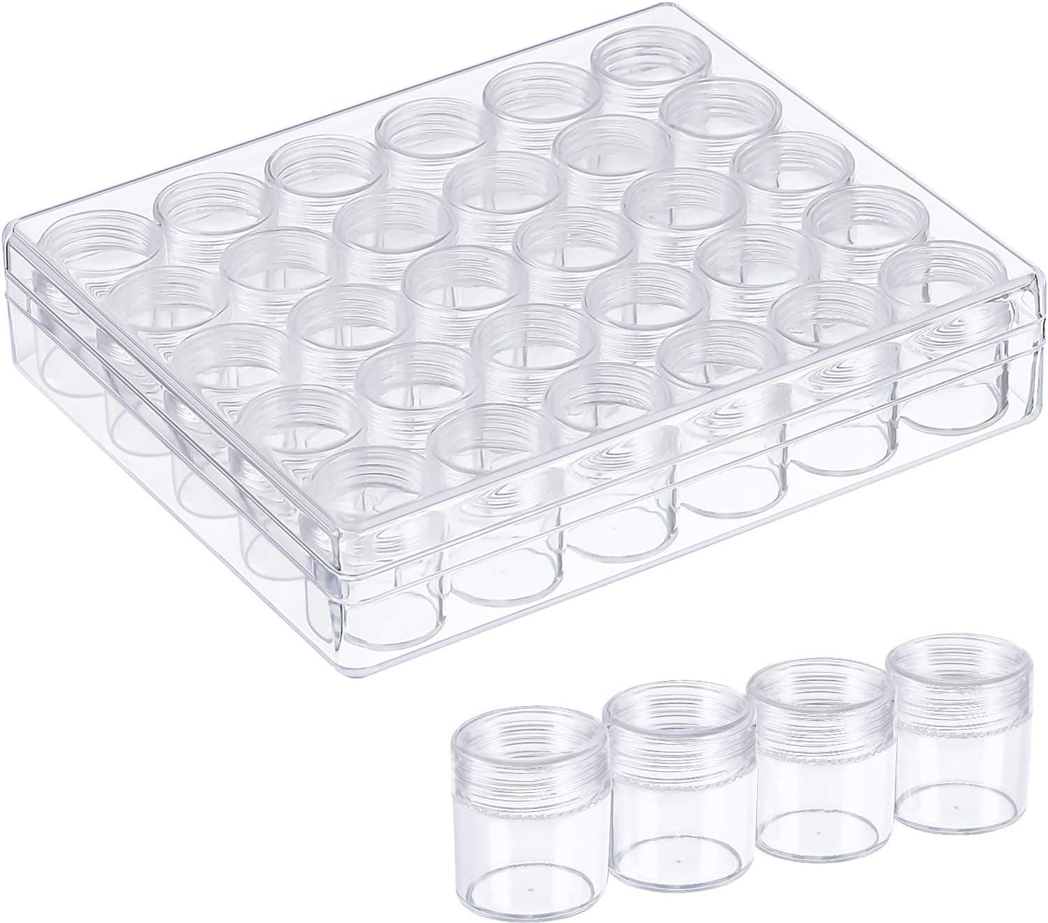 Blulu Diamond Painting Storage Containers Clear Plastic Bead Containers Set Storage Jars (1.15 x 1 Inch)