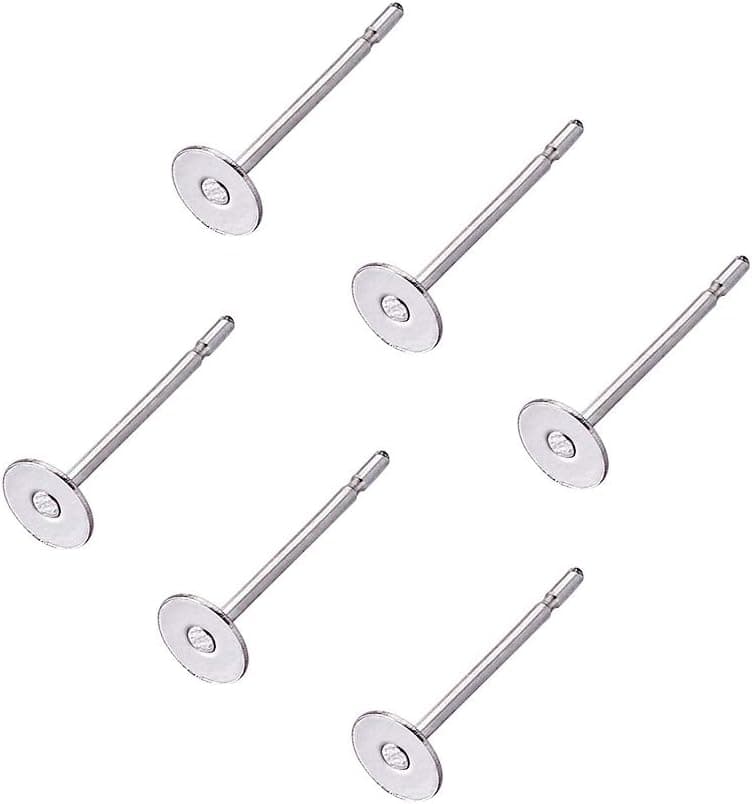 Craftdady 500Pcs Stainless Steel Earring Posts 4mm Flat Pad Blank Tray Stud Earrings for Jewelry Making