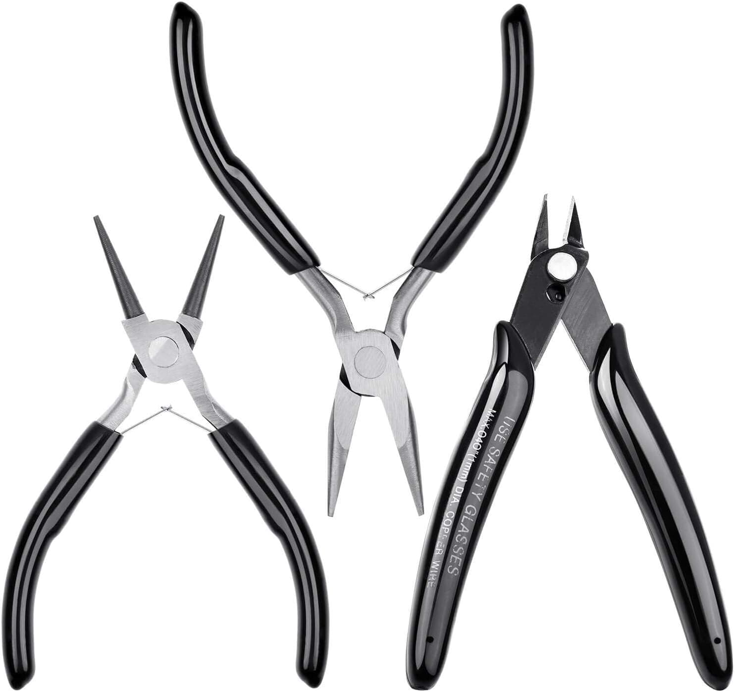 Jewelry Pliers, Cridoz Beading Pliers Set with Needle Nose Pliers, Round Nose Plier and Wire Cutter (set of 3)
