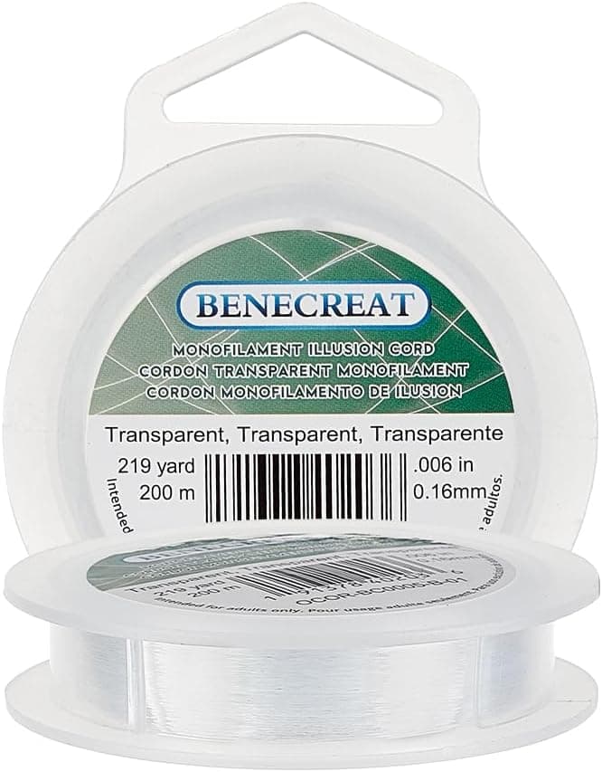 BENECREAT 200M Nylon Beading Thread 0.16mm Clear Invisible Jewelry String for Bracelet Making Pearl Knotting
