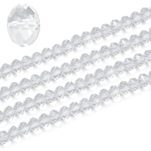 700pcs Czech Faceted Rondelle Crystal Glass Beads 8mm Bulk Crystal Clear