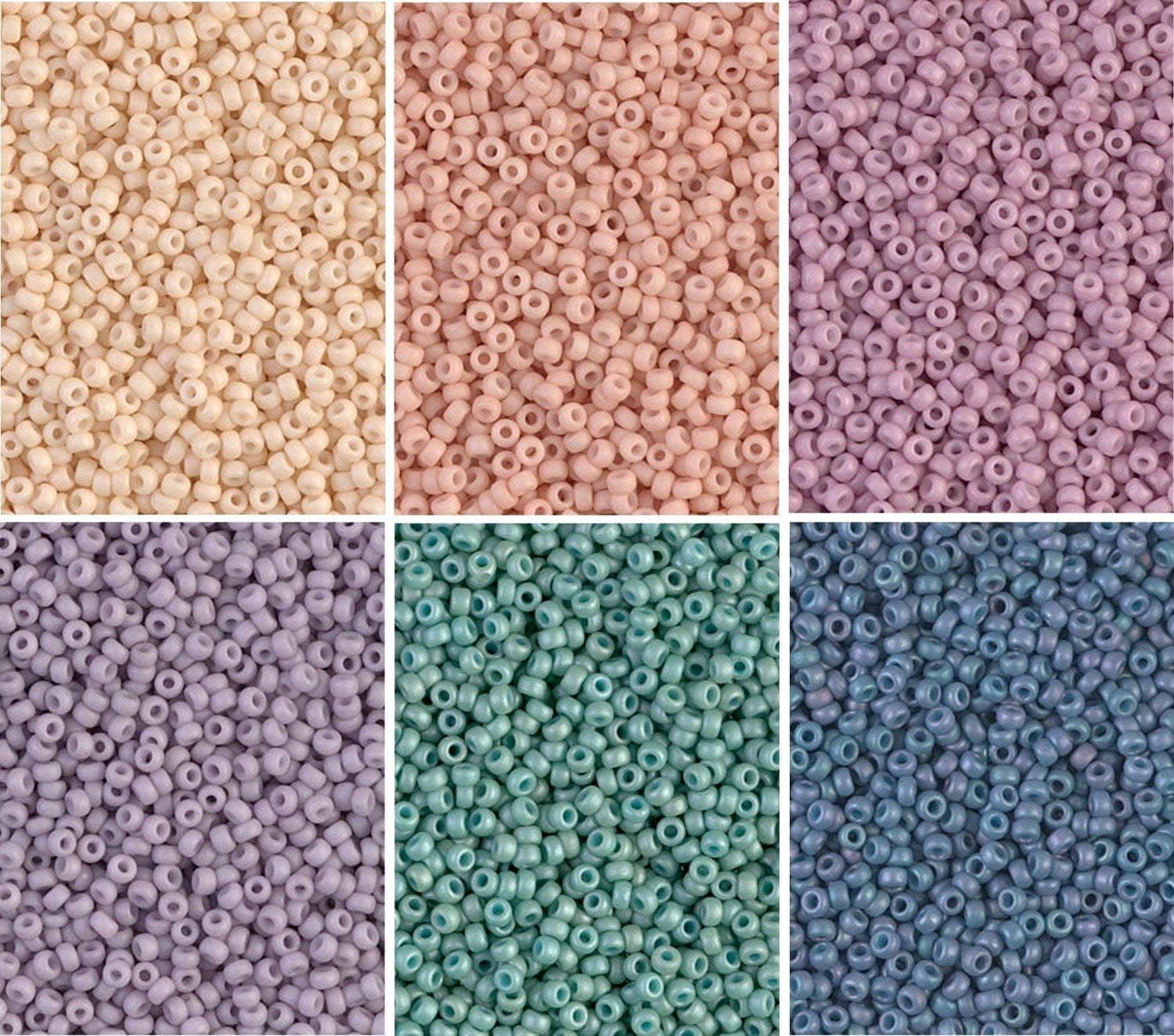 Miyuki Round Rocaille Seed Beads Set - Matte Fancy Frosted 6 Color Mix Size 11/0, 8.5 Gram Tubes