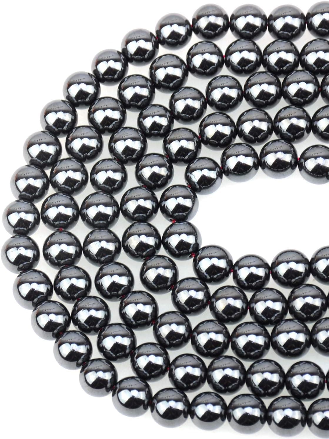 LPBeads 100PCS 8mm Natural Hematite Beads Gemstone Round Loose Beads with Crystal Stretch Cord