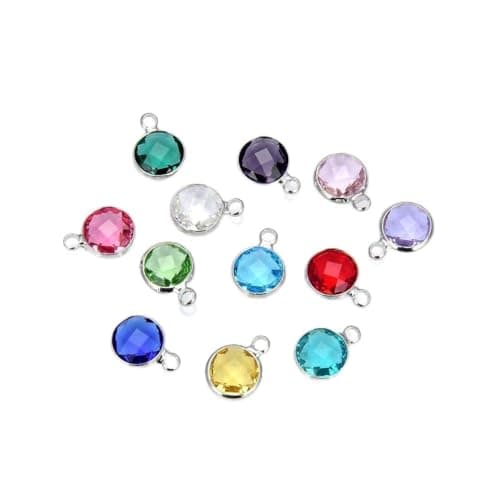 Adabele 1 Set Grade A Mixed Silver Birthstone Charm Drops 6mm (12pcs)