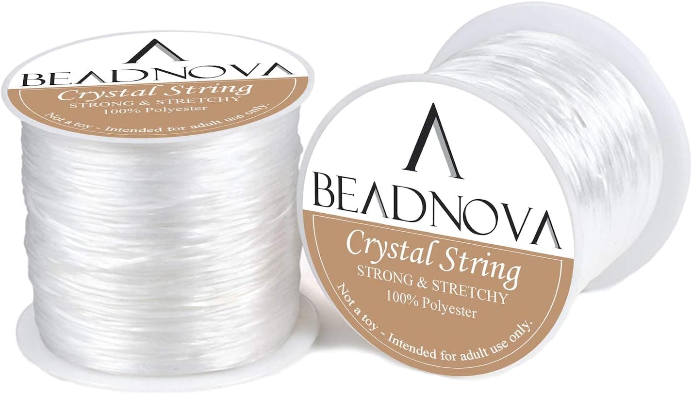 BEADNOVA Elastic String 1mm Flat Elastic Bracelet String Beading Thread Beading Cord Stretchy Cord for Bracelets Jewelry Making (200m)