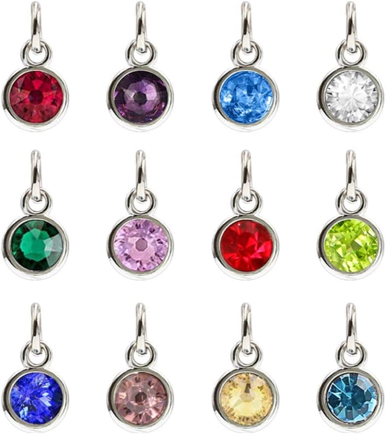 24pcs Stainless Steel Crystal Birthstone Charms - Jewelry Making Pendants for DIY Necklace Bracelet (Mixed Color)