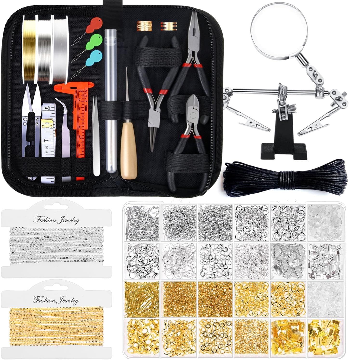 shynek 1857 Pcs Jewelry Making Supplies Kit for Adults, Jewelry Making Tools with Earring Hooks, Findings, Wires, Chains