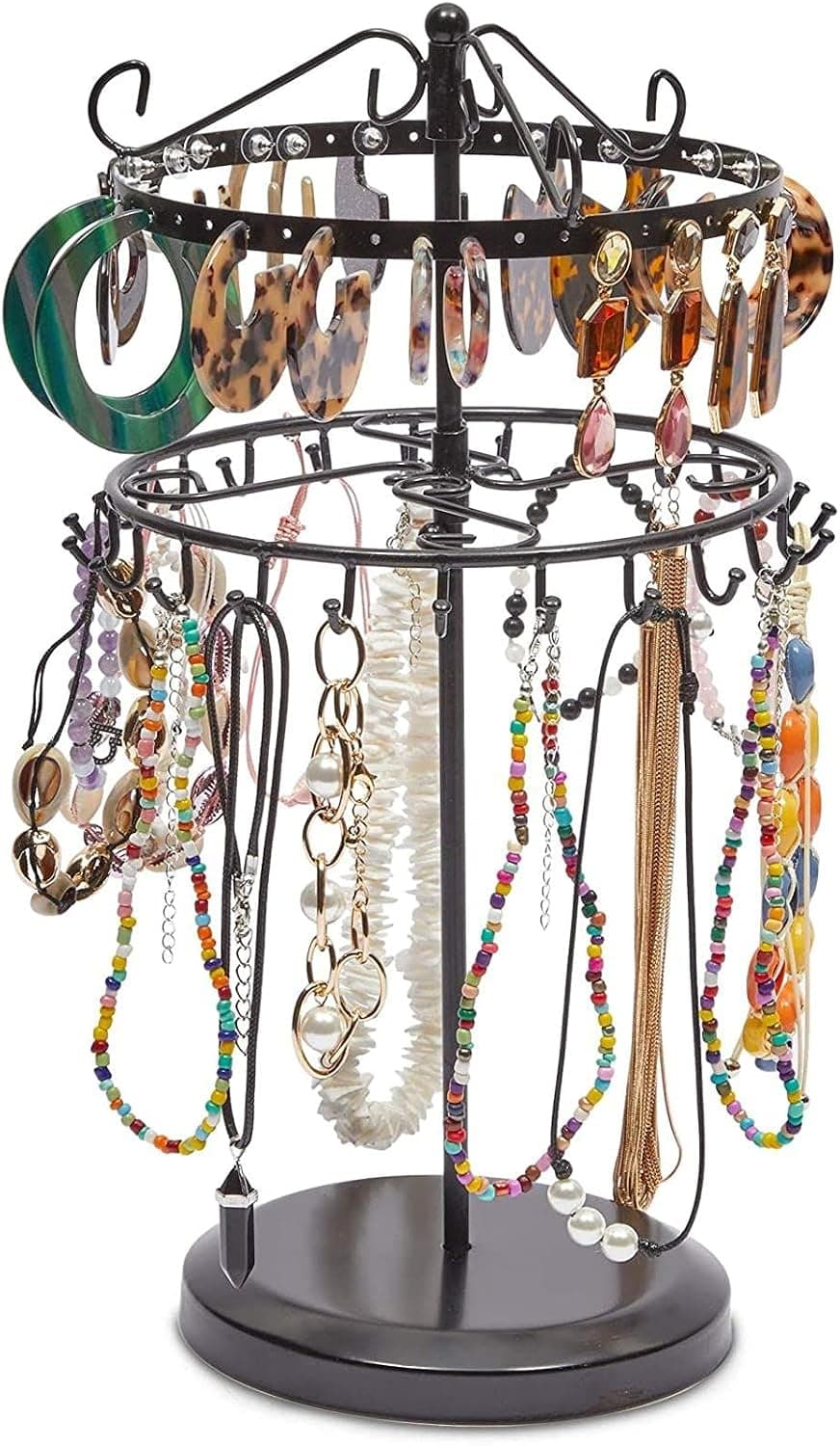 Okuna Outpost Rotating Jewelry Display Stand for Retail, Craft Shows, Vendors, 8 x 14.5 Inch, Black