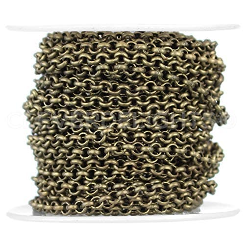 CleverDelights 1/8" Rolo Chain - Antique Bronze Color - 25 Feet