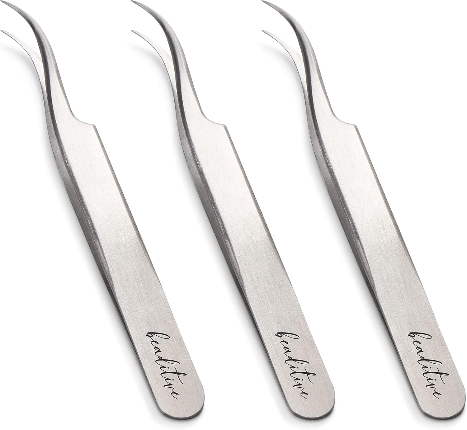 Beaditive High Precision Curved Tip Tweezers 3 Pack - 4.5 inch Craft Tweezers for Sewing, Beading & DIY Crafts