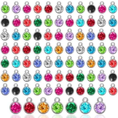 Hicarer 72 Pcs Crystal Birthstone Charms DIY Beads Pendant Mini Charms