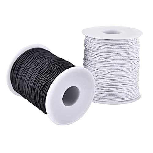 LUSTEMBER Elastic String for Bracelets, 2 Rolls 1 mm Sturdy Stretchy Elastic Cord for Jewelry Making, Necklaces, Beading