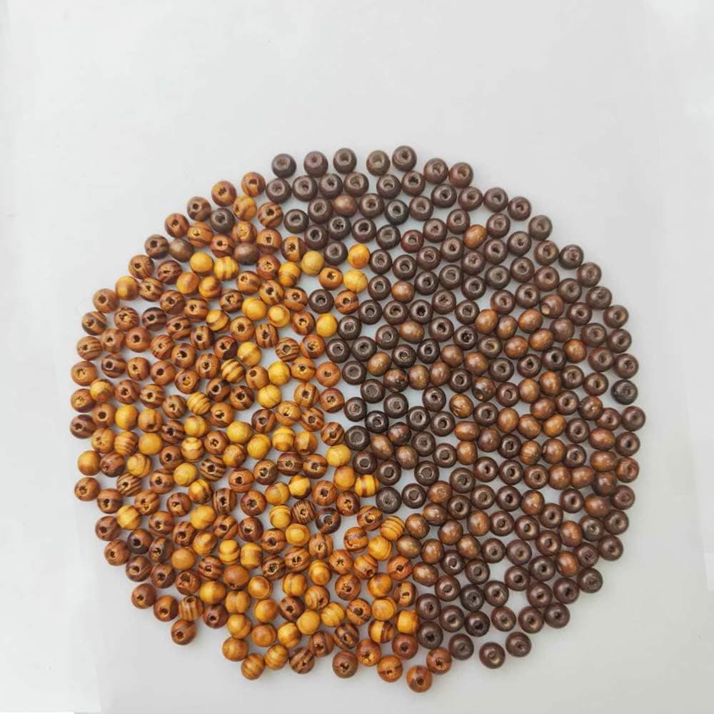 600pcs Natural Round Euro Wood and Coffee Colored Beads 8mm Diameter for DIY Jewelry Bracelet Making