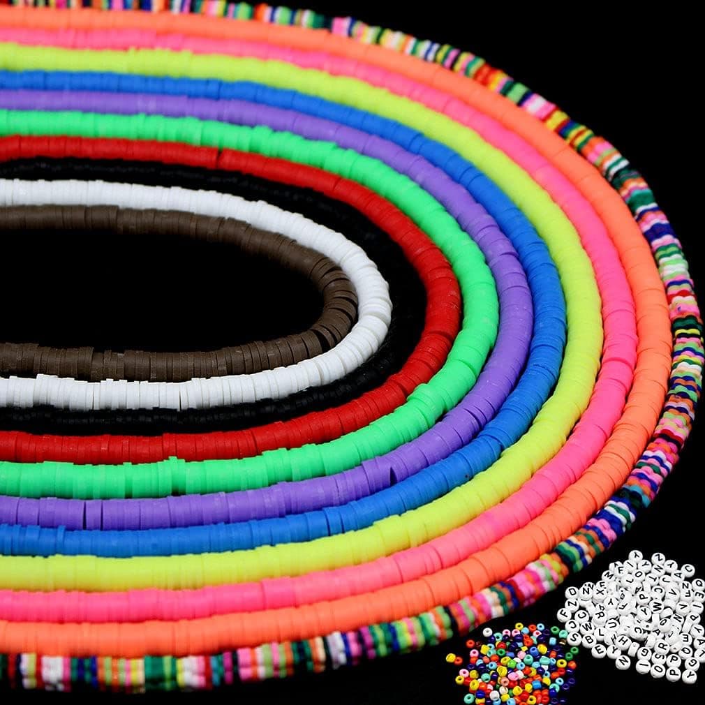 11 Strands Clay Beads - Heishi Beads Flat Round Heishi Disc Beads Polymer Clay Spacer for Bracelets Earring Necklaces Jewelry Making (6mm 4500Pcs+420Pcs)