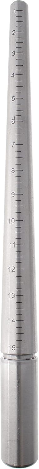 The Beadsmith Steel Ring Mandrel - Grooved & Marked U.S. Standard Sizes 1-15