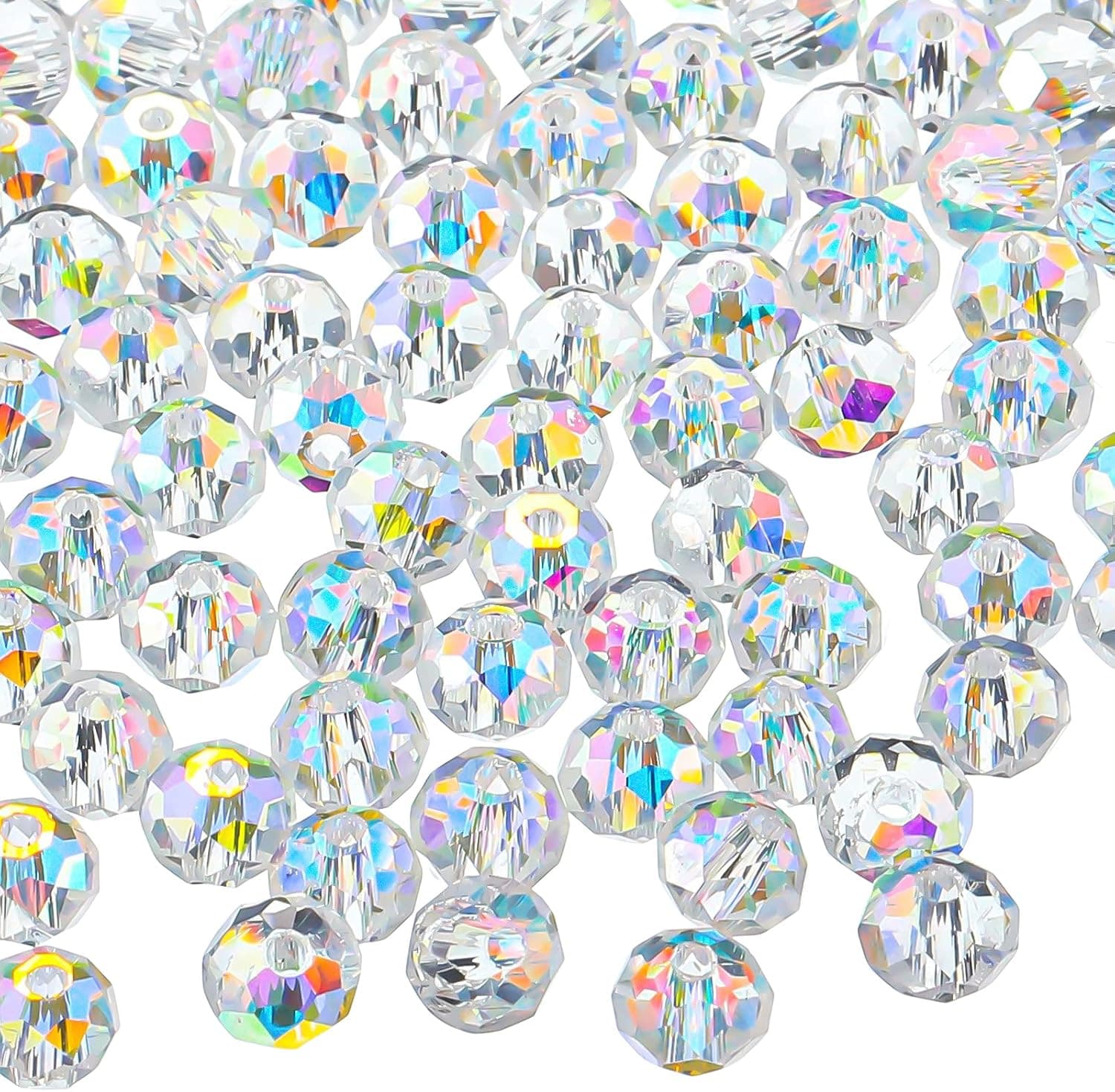 Highergo 800 Pieces 6mm Crystal Rondelle Glass Beads Faceted Rondelle Beads for Jewelry Making (AB Color)