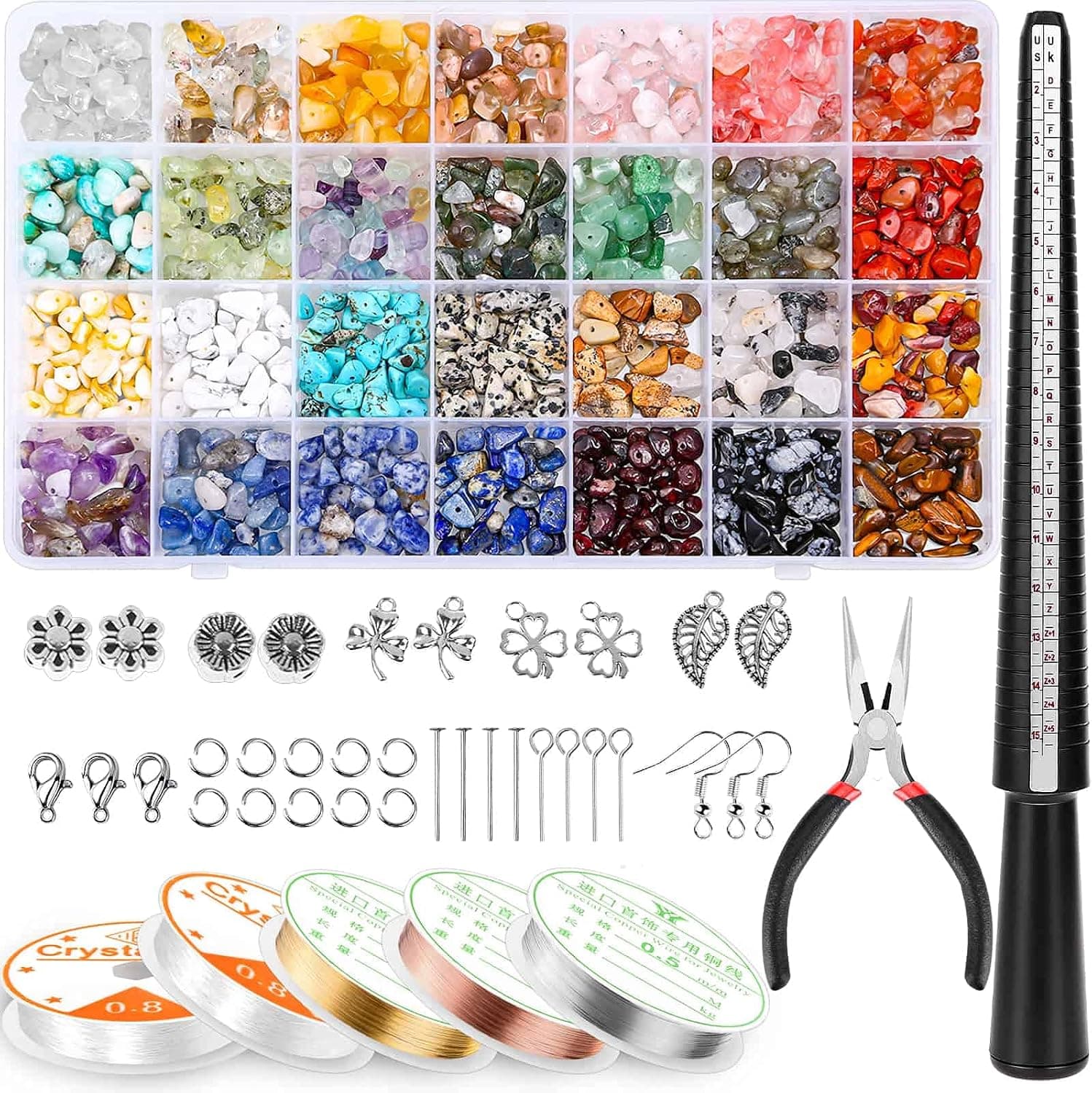 selizo Jewelry Making Kits for Adults Women with 28 Colors Crystal Beads, 1660Pcs Crystal Bead Ring Maker Kit