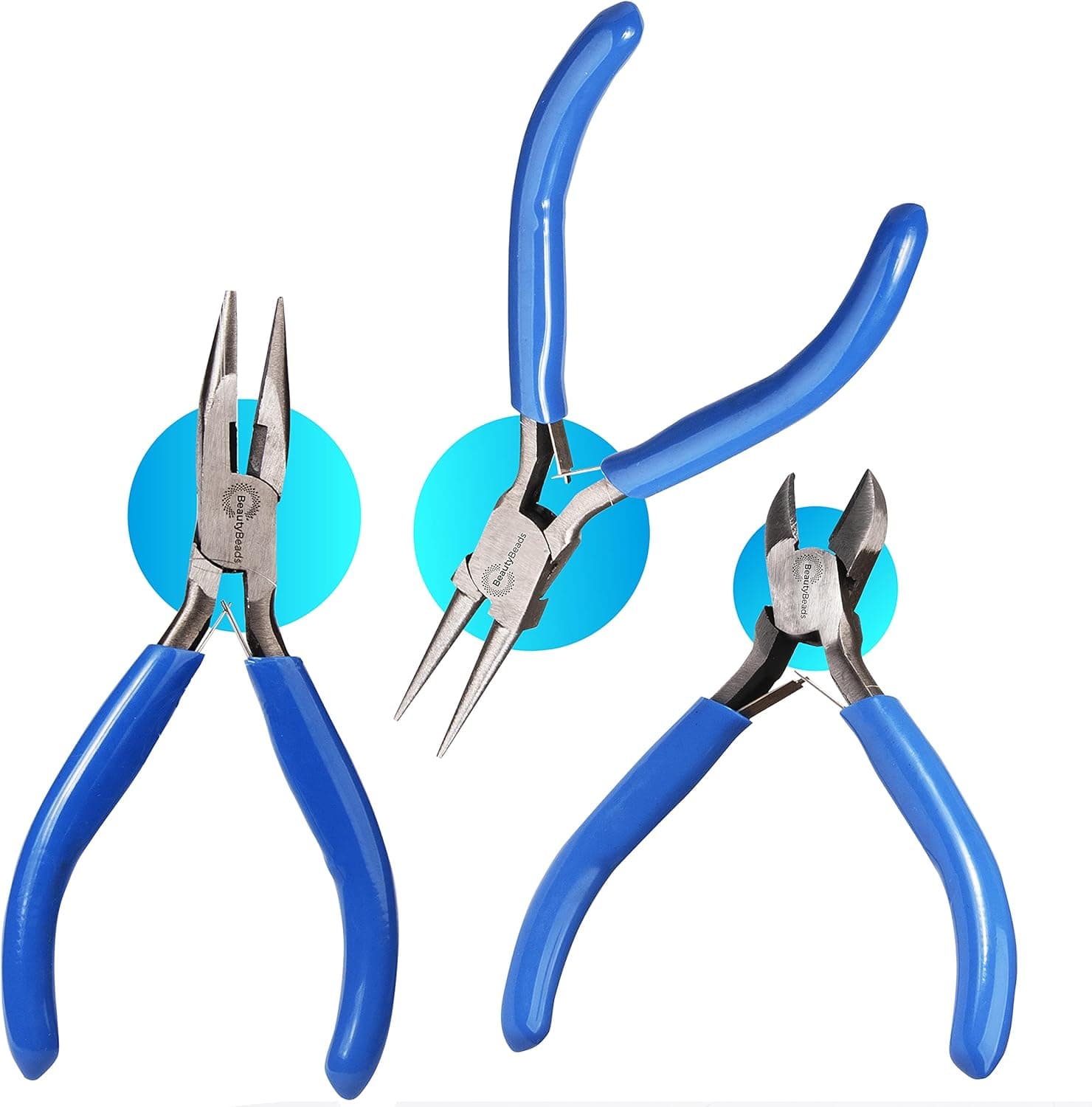 BeautyBeads Jewelry Pliers 3-Pack, Plier Tool Set for Jewelry Making, Round Nose, Long Nose and Cutting Plier Tool Set