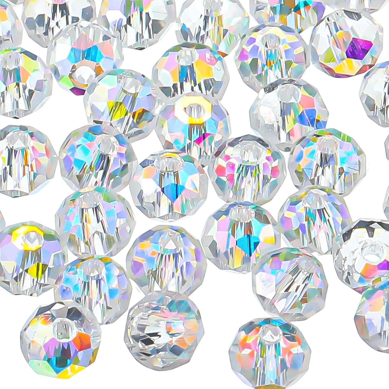 Highergo 500 Pieces DIY Glass Crystal Rondelle AB Glass Beads Faceted Rondelle Beads (8mm)