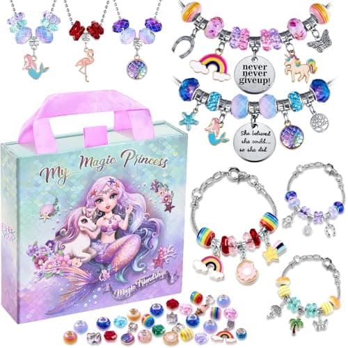 COO&KOO Charm Bracelet Making Kit & Unicorn/Mermaid Girl Toy- Ideal Crafts for Ages 8-12 Girls who Inspire Imagination and Create Magic with Art Set and Jewelry Making Kit