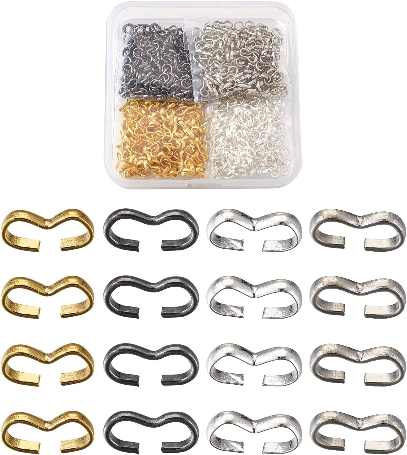 600pcs Iron Quick Link Connectors 4 Colors Number 3 Shaped Metal Charm Knot Chain Clasp for DIY Bracelet Necklace