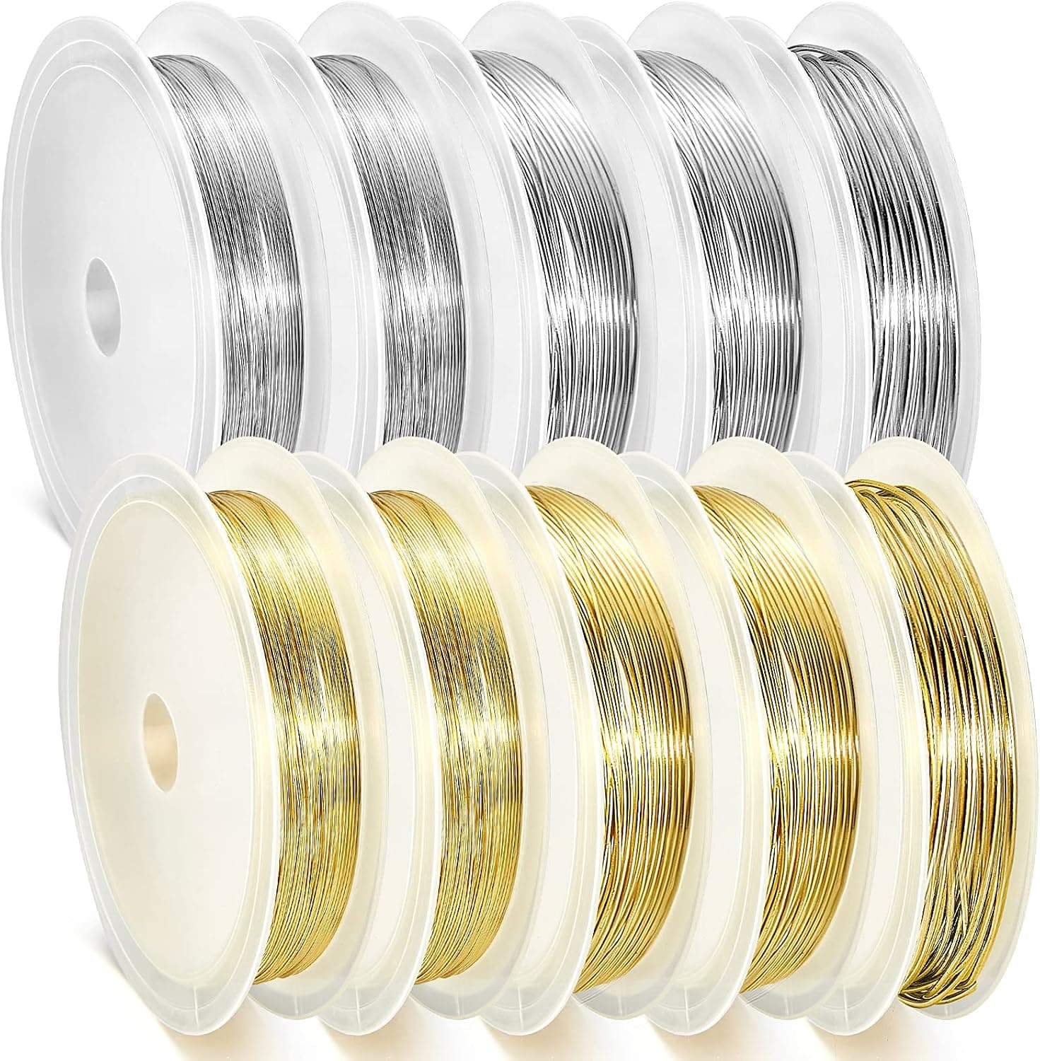 10 Roll 230ft Jewelry Wire for Making 18, 20, 22, 24, 26 Gauge Craft Beading Wire Bendable Copper (Gold and Silver)