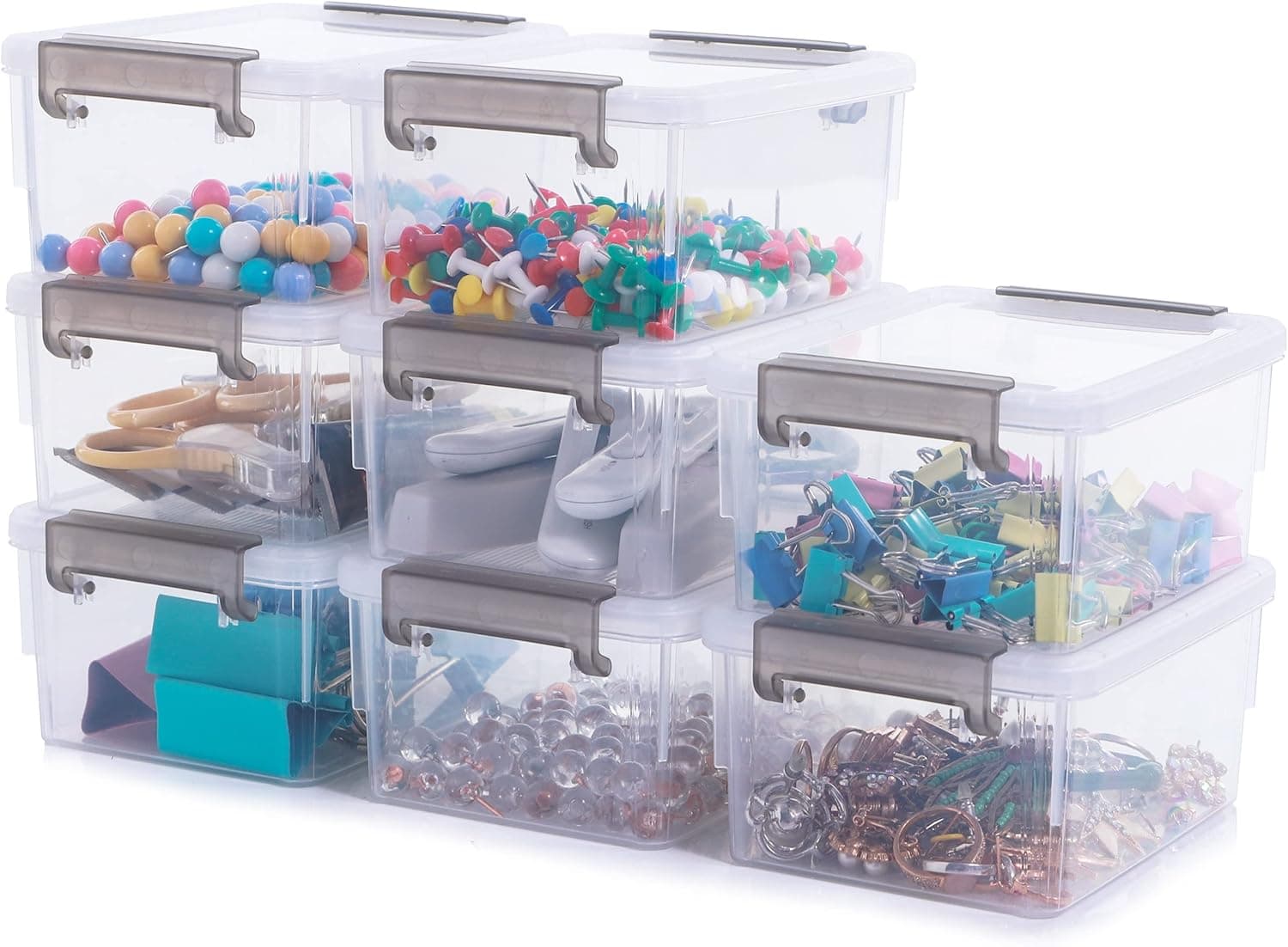 Citylife 20 Packs Plastic Bead Organizers Clear Storage Containers with Lids, 3.7 x 2.8 x 1.8 Inches