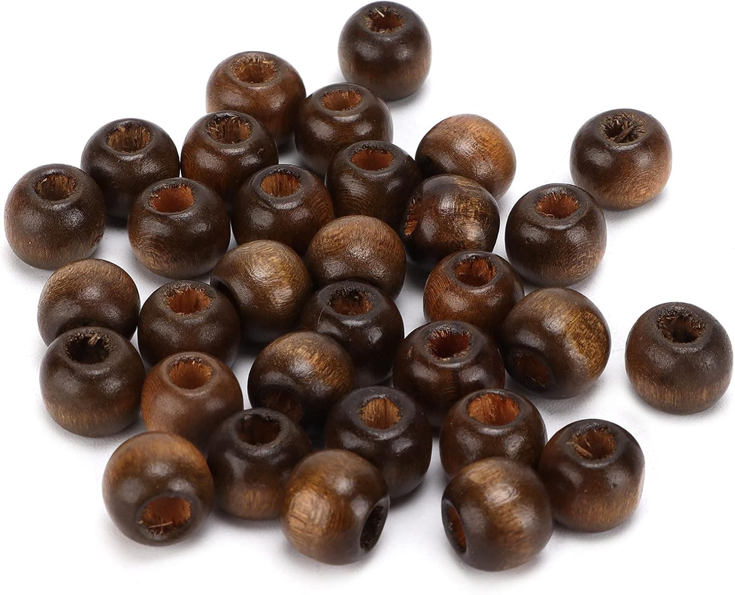 500Pcs Wood Beads for Jewelry Making Supplies, 10mm Loose Perforated Round Wood Beads