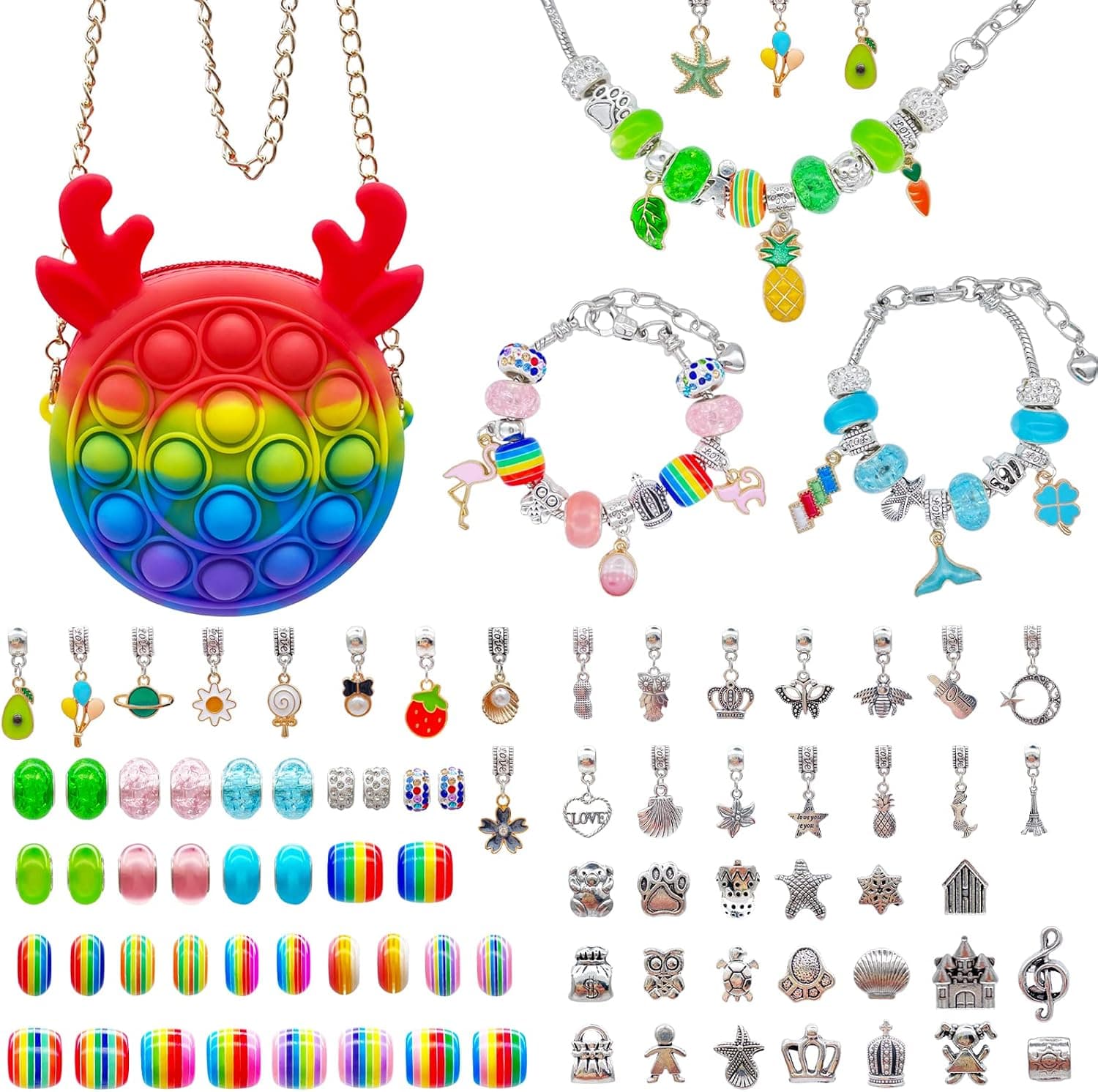 BoJia Bracelet Making Kit - Bracelet Making Kit for Girls, Jewelry Making Supplies with Charms Beads Snake Chain Bracelet Kit