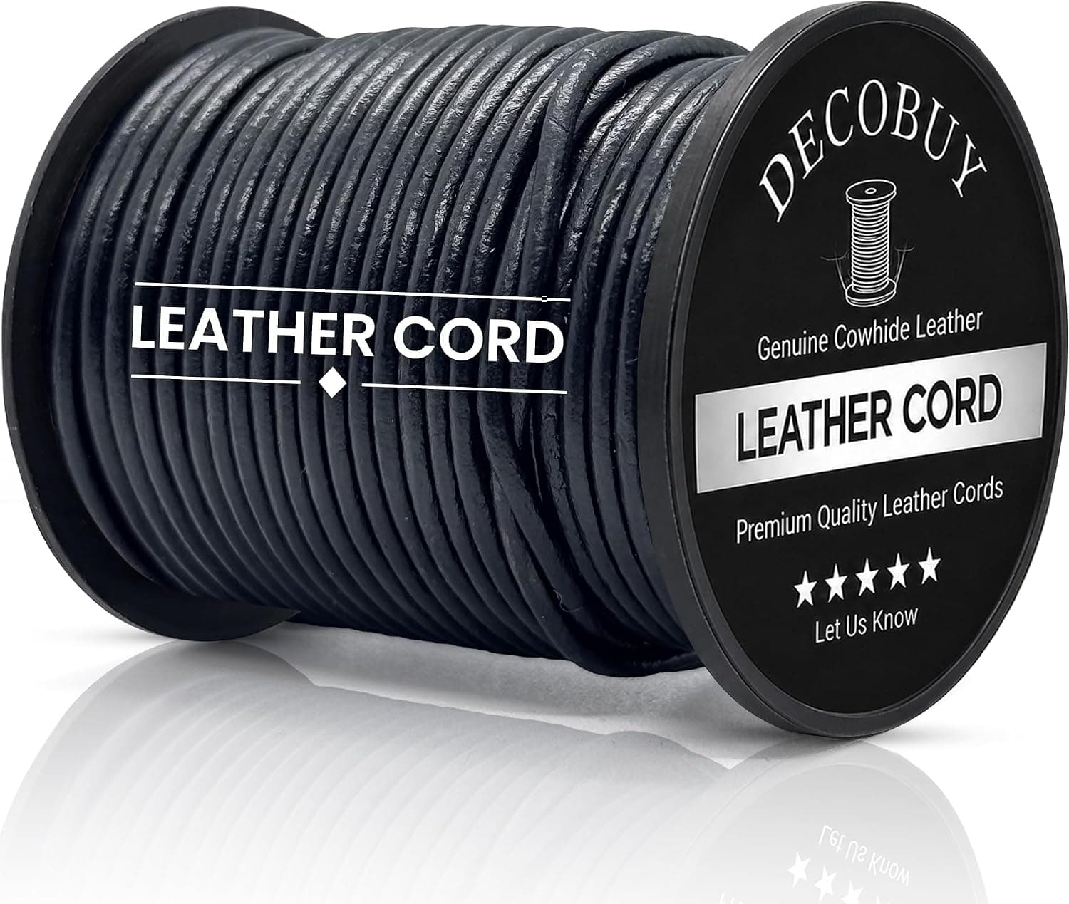 2mm Genuine Leather Cord for Jewelry Making 21 Yards Black Round String Waterproof and Durable for Necklaces Bracelets Braiding