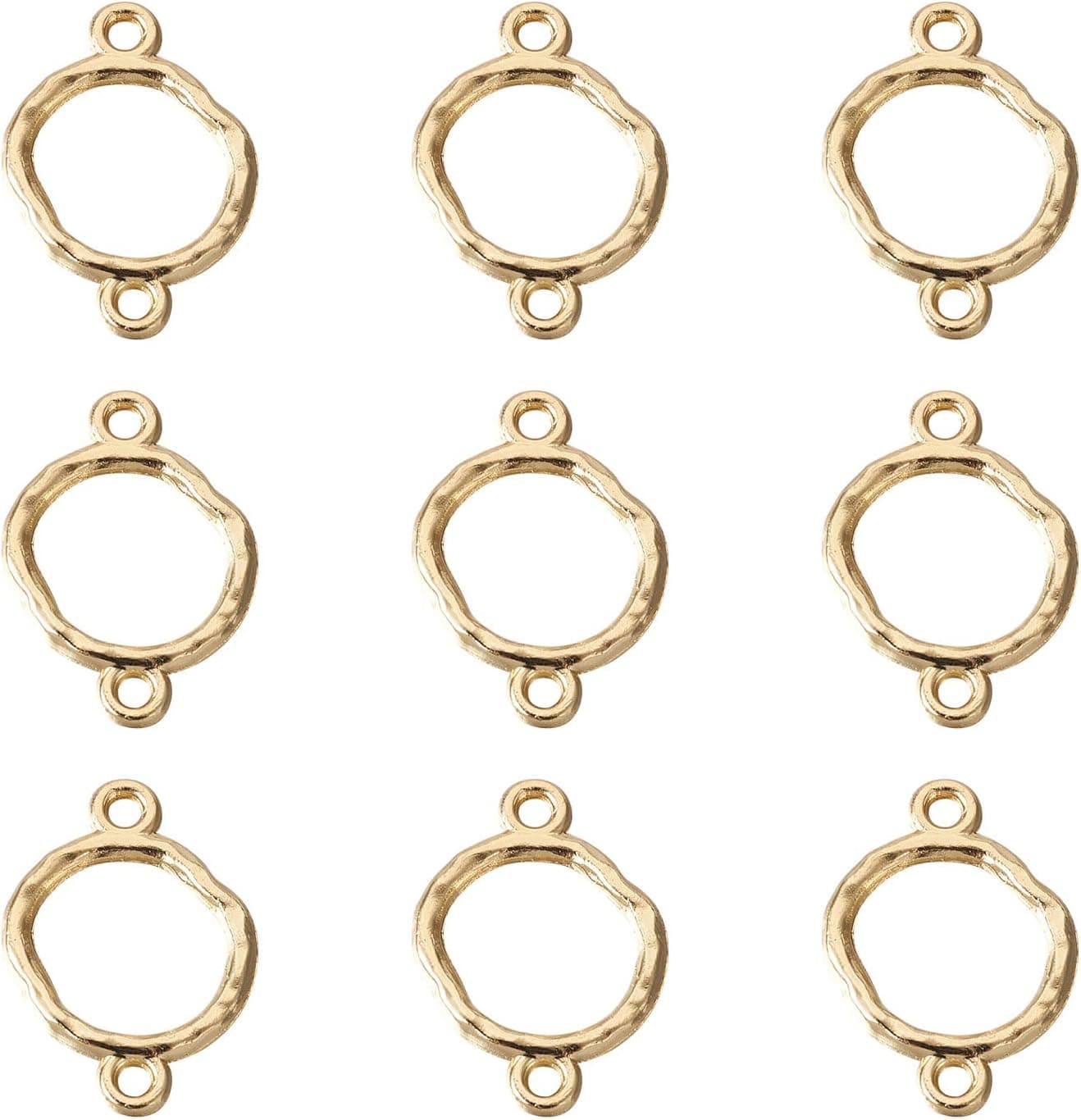 Fashewelry 20pcs Round Alloy Link Connectors Light Gold Double Hole Blank Hollow Frame Charms for UV Resin Press Flower Jewelry Making
