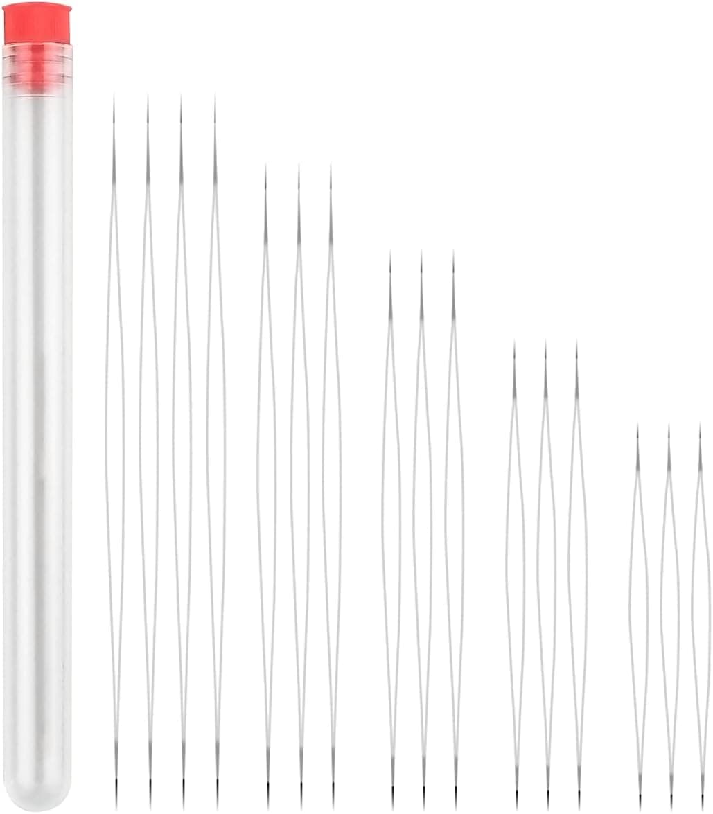 16 Pieces Big Eye Beading Needles Seed Beads Needle Beading Embroidery Needles for Jewelry Making with Needle Bottle (5 Sizes)