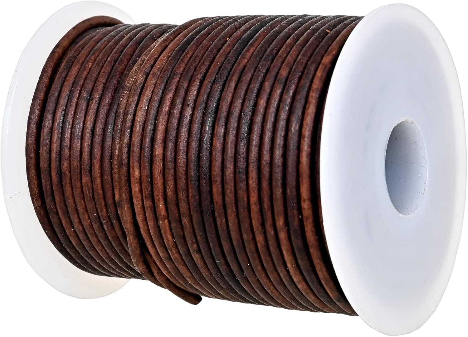 GENIQUE Real/Genuine Round Leather Cord for Jewelry Making Leather String Cord for Crafting Necklace Bracelets 2mm Antique Brown Distressed