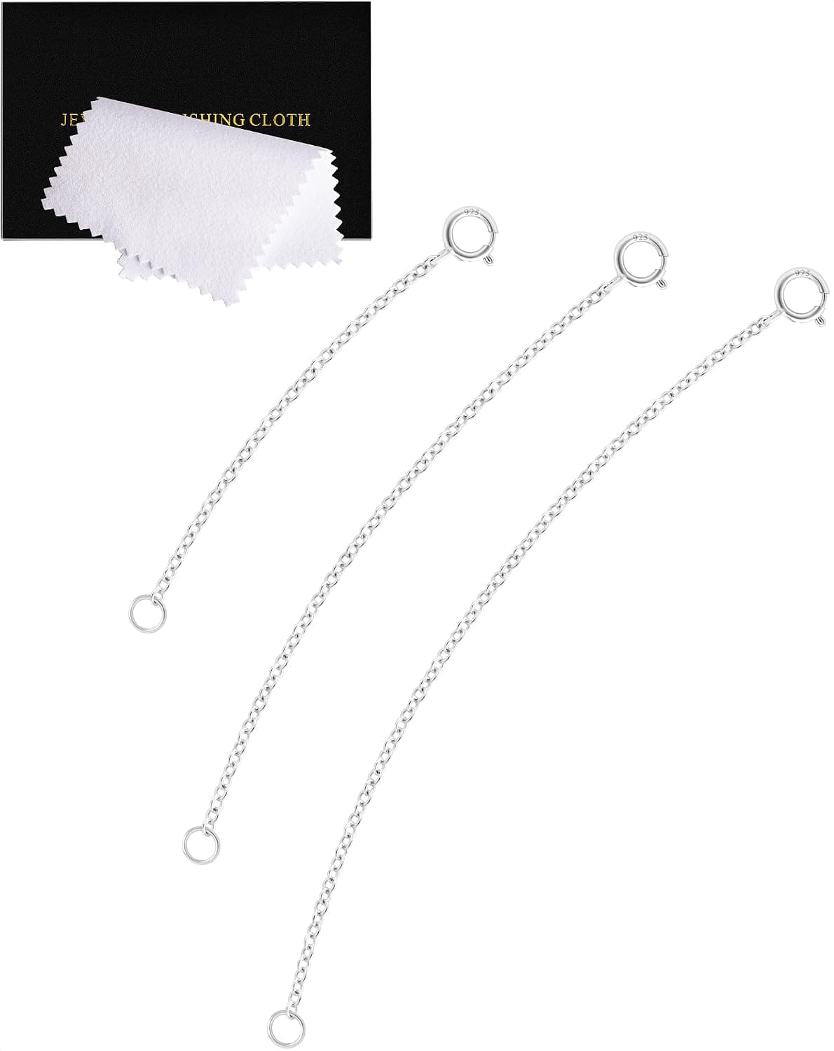 VANBARIS 925 Sterling Silver Necklace Extender Chain Extenders for Women, 3 Piece Set (2, 3, 4 Inches)