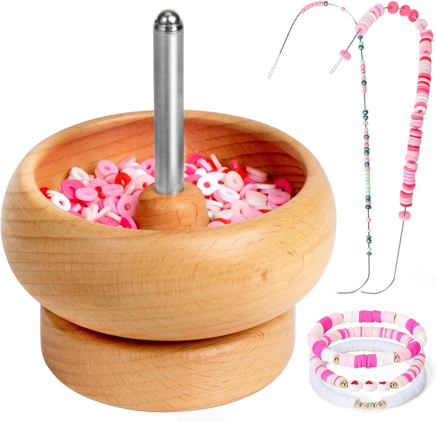 Tilhumt Bead Spinner for Jewelry Making with 2 Big Eye Beading Needles and 3000 Seed Beads