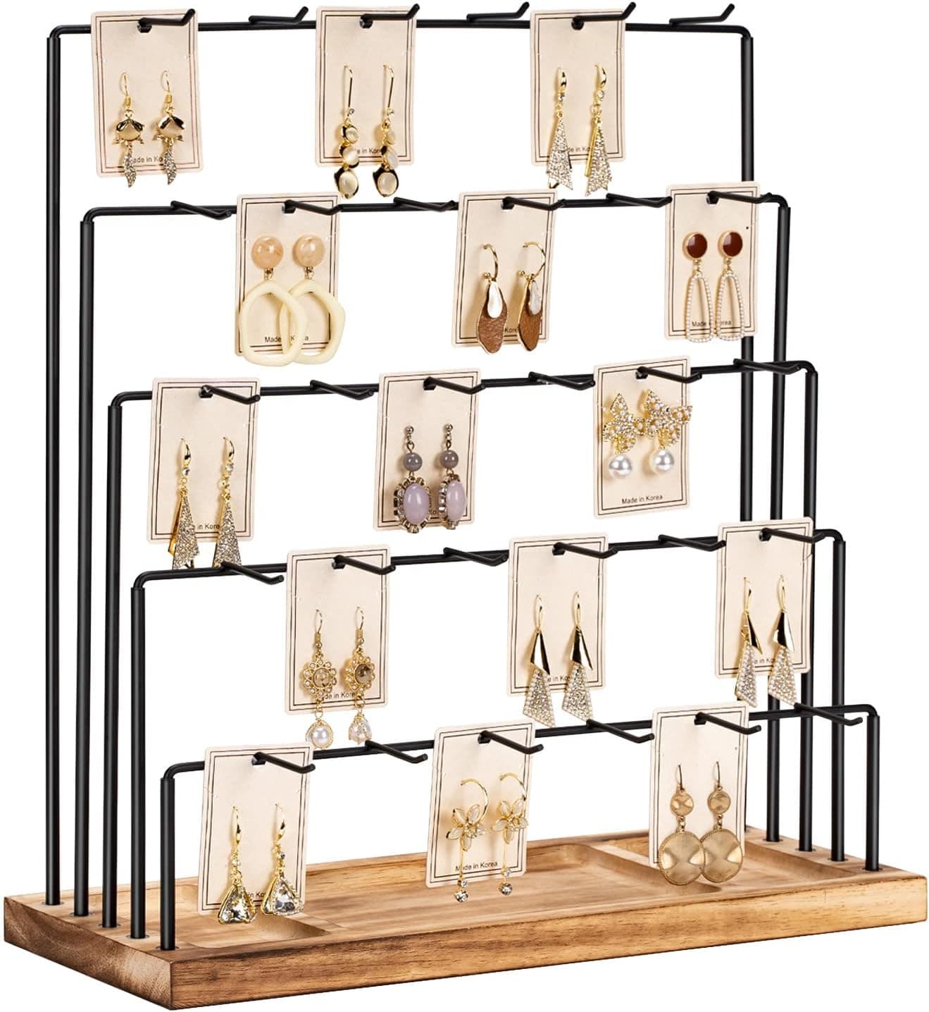 DGWJSU Earring Display Stands for Selling, Earring Rack Display Holder Stand, Rustic Brown